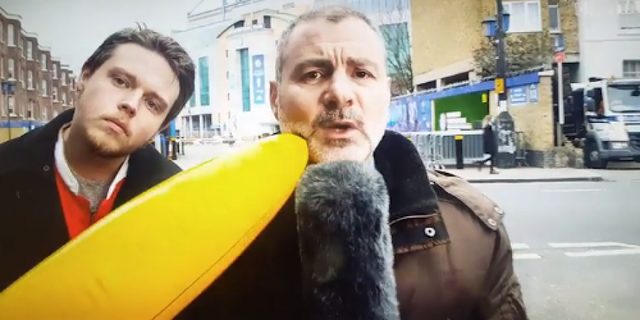 Italian reporter attacks fan with his own inflatable banana! (video) article image