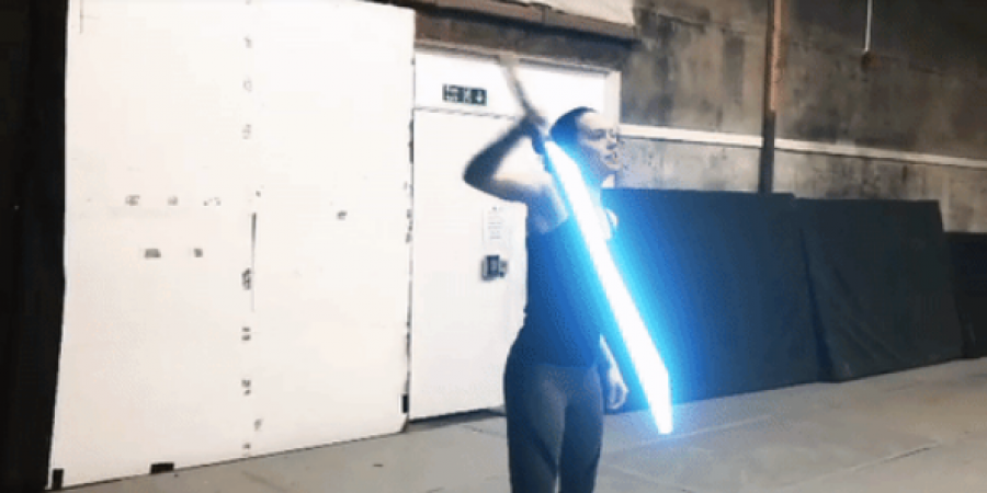 Watch Star Wars' Daisy Ridley brush up on her lightsaber skills article image