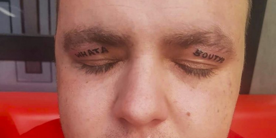 Utter pleb gets wasted in Benidorm and gets eyelids tattooed! article image