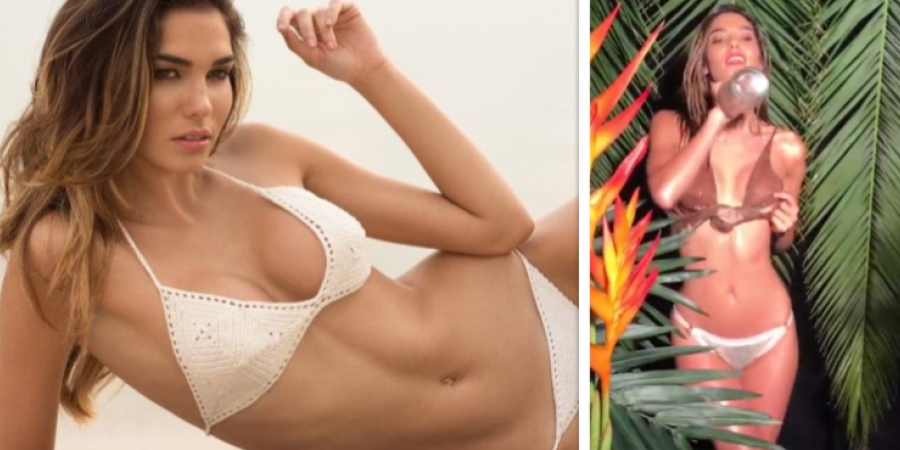 Model Rachel Vallori showers herself in rum article image