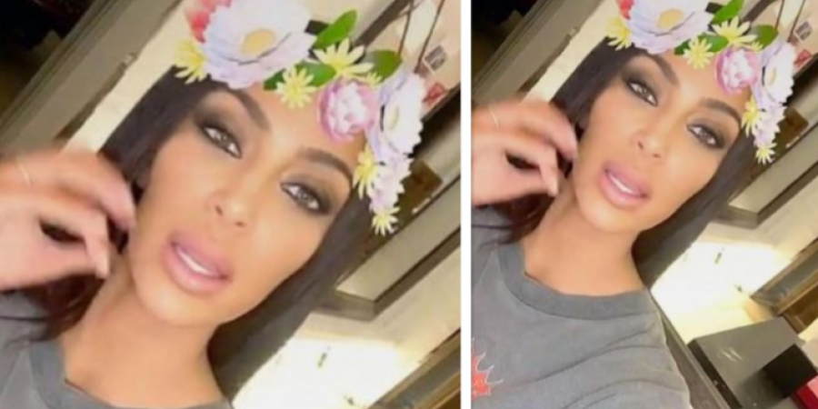 Kim Kardashian posts Snapchat with what appears to be two lines of chang in the background article image