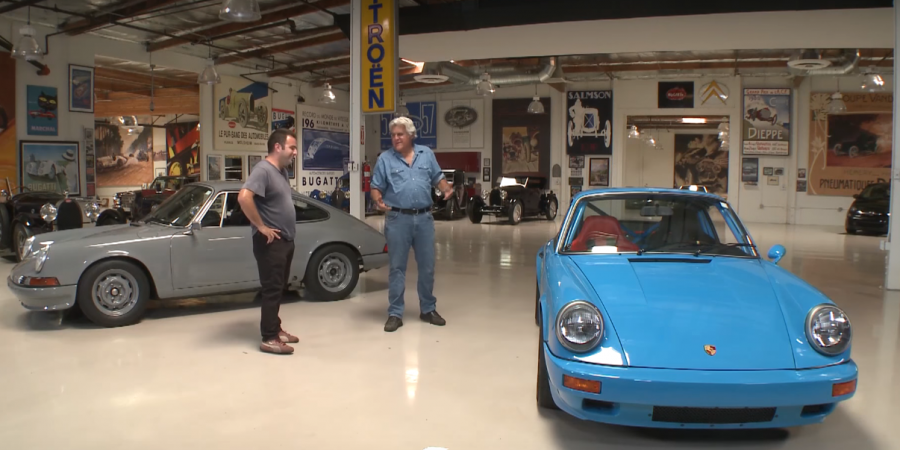 Jay Leno checks out a pair of beautifully restored Porsche 911s article image