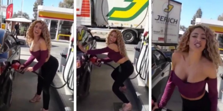 Hot Latina babe busts out slightly cringe dance moves while pumping gas! article image