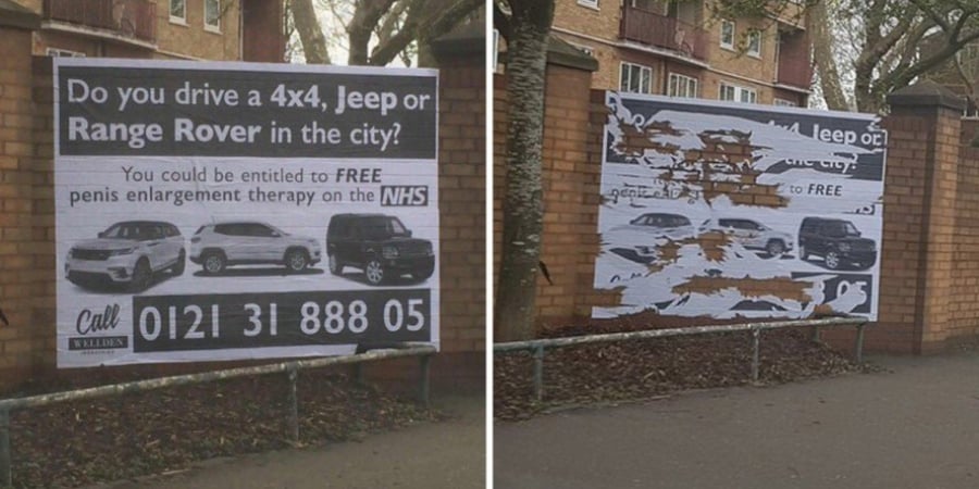 'Free penis enlargement therapy' offered to Birmingham 4x4 drivers article image