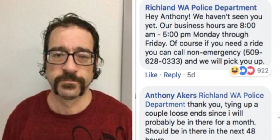 This dude responded to his own police wanted post on Facebook article image