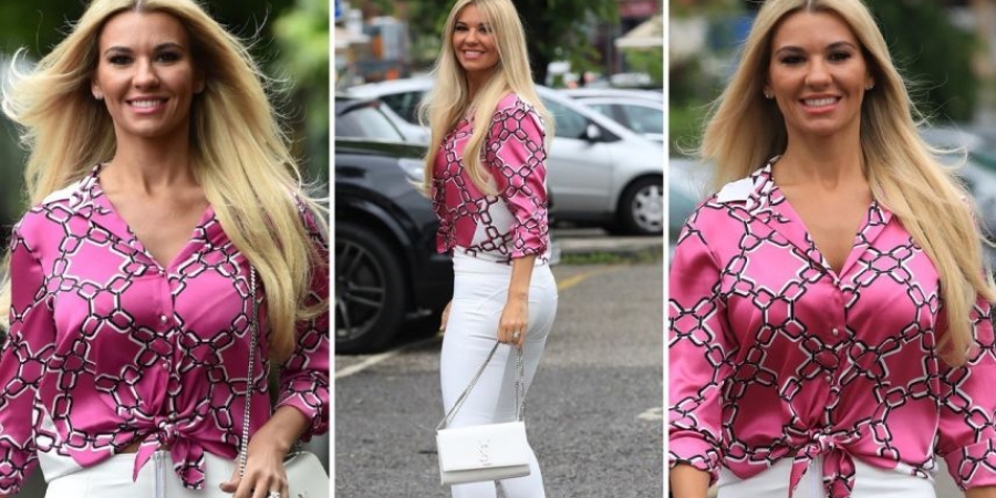 Christine McGuinness shows off whopper of a camel toe in white trousers article image