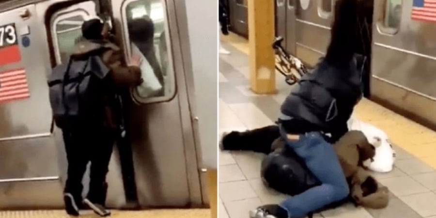 Dude gets KO'd after spitting in guys face through closing subway doors! article image