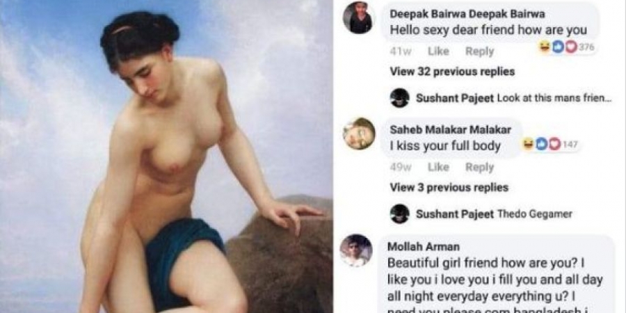 Desperate guys have been hitting on a painting of a naked woman on Facebook! article image