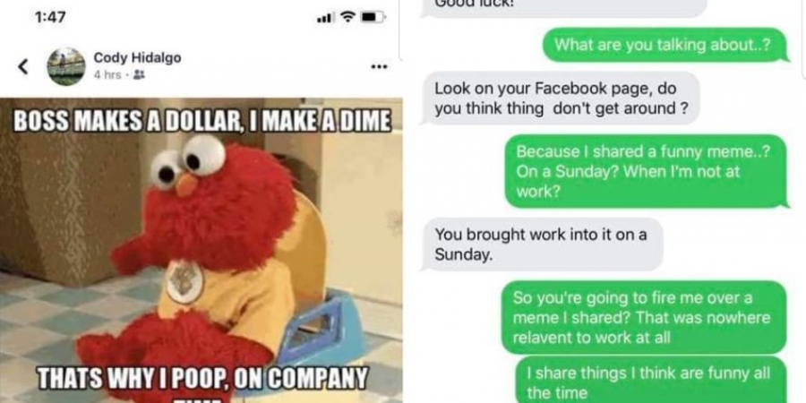 Dude gets fired after posting meme on Facebook about pooing at work article image
